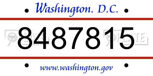 8487815 District Of Columbia License Plate