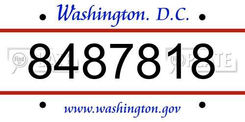 8487818 District Of Columbia License Plate