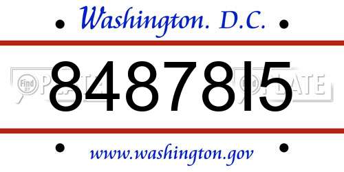 84878I5 District Of Columbia License Plate
