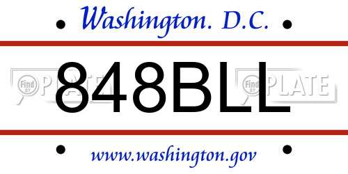 848BLL District Of Columbia License Plate