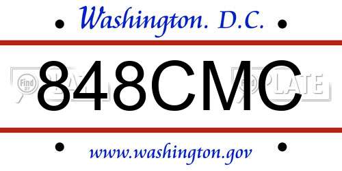 848CMC District Of Columbia License Plate