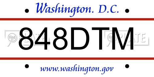 848DTM District Of Columbia License Plate