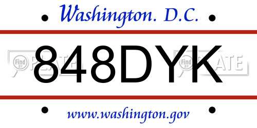 848DYK District Of Columbia License Plate