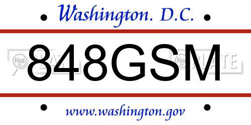848GSM District Of Columbia License Plate