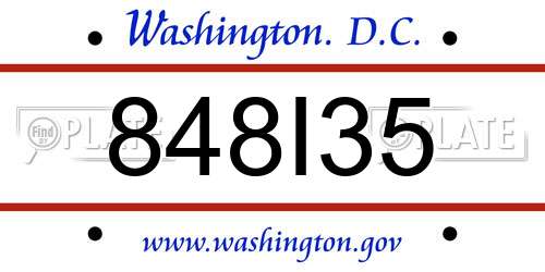 848I35 District Of Columbia License Plate
