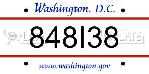 848I38 District Of Columbia License Plate