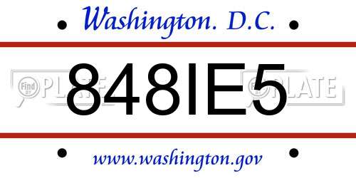 848IE5 District Of Columbia License Plate