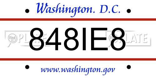 848IE8 District Of Columbia License Plate