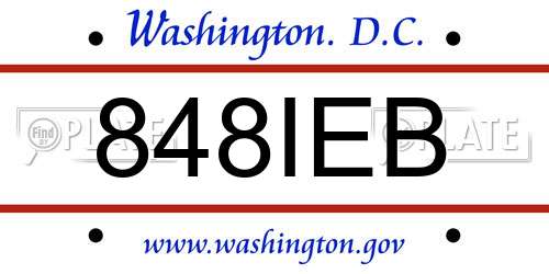 848IEB District Of Columbia License Plate