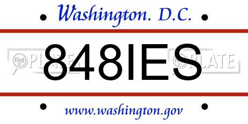848IES District Of Columbia License Plate