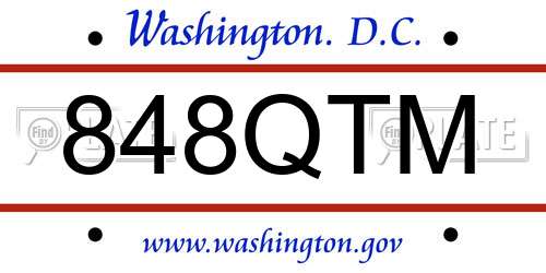 848QTM District Of Columbia License Plate