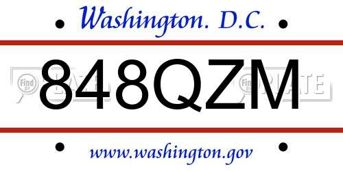 848QZM District Of Columbia License Plate