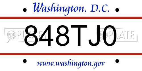 848TJ0 District Of Columbia License Plate