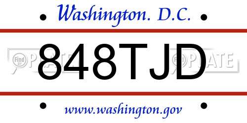 848TJD District Of Columbia License Plate