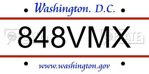 848VMX District Of Columbia License Plate