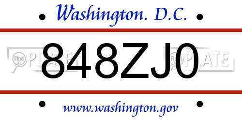 848ZJ0 District Of Columbia License Plate