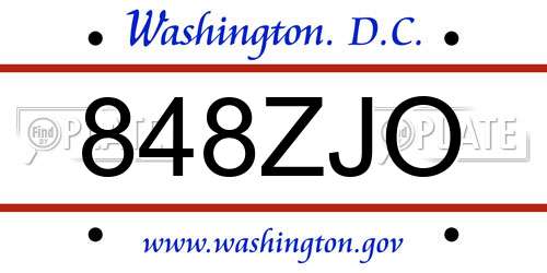 848ZJO District Of Columbia License Plate