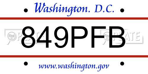 849PFB District Of Columbia License Plate