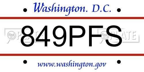 849PFS District Of Columbia License Plate