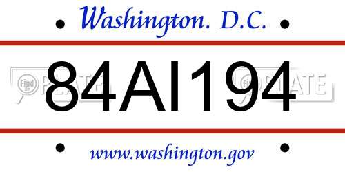84AI194 District Of Columbia License Plate