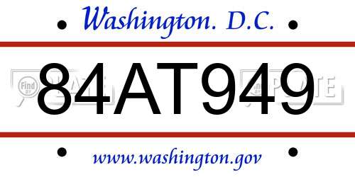84AT949 District Of Columbia License Plate
