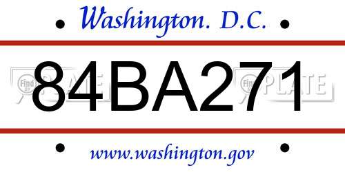 84BA271 District Of Columbia License Plate
