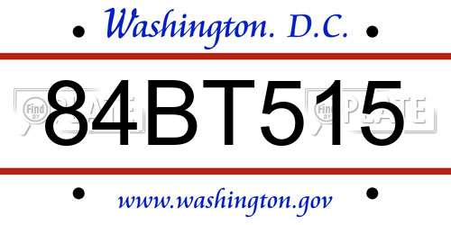 84BT515 District Of Columbia License Plate