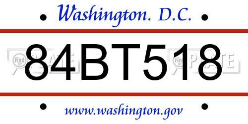 84BT518 District Of Columbia License Plate