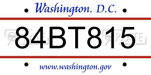 84BT815 District Of Columbia License Plate