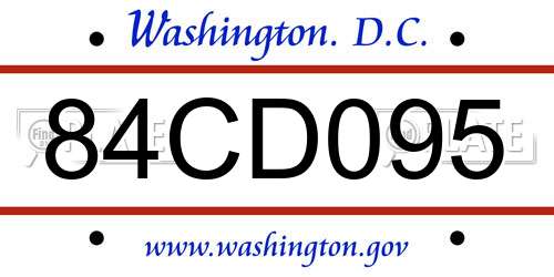 84CD095 District Of Columbia License Plate