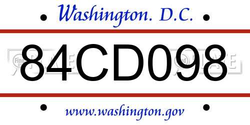 84CD098 District Of Columbia License Plate