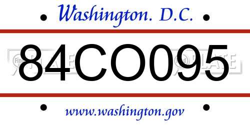 84CO095 District Of Columbia License Plate