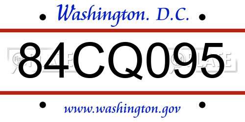 84CQ095 District Of Columbia License Plate