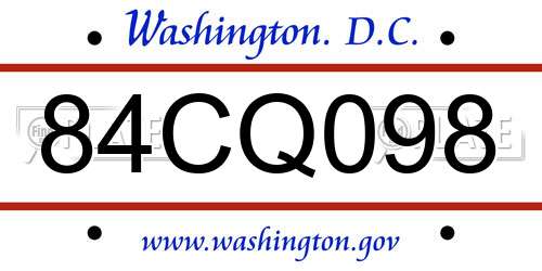 84CQ098 District Of Columbia License Plate