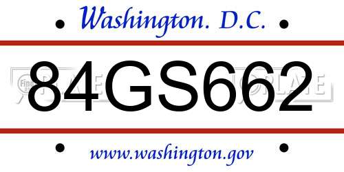 84GS662 District Of Columbia License Plate