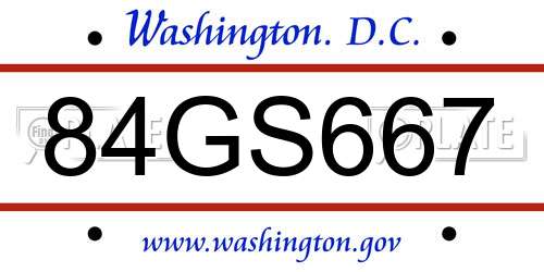 84GS667 District Of Columbia License Plate