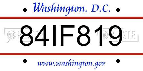 84IF819 District Of Columbia License Plate