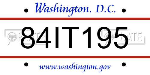 84IT195 District Of Columbia License Plate