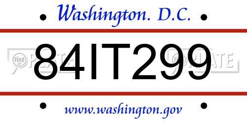 84IT299 District Of Columbia License Plate