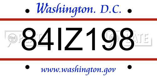 84IZ198 District Of Columbia License Plate
