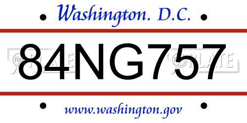 84NG757 District Of Columbia License Plate