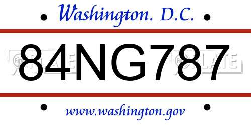 84NG787 District Of Columbia License Plate