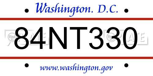 84NT330 District Of Columbia License Plate