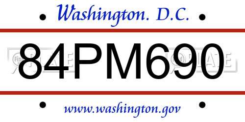 84PM690 District Of Columbia License Plate