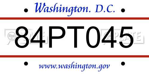 84PT045 District Of Columbia License Plate
