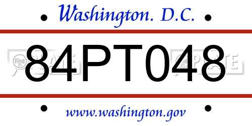 84PT048 District Of Columbia License Plate