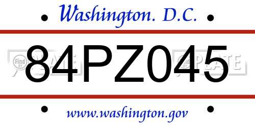 84PZ045 District Of Columbia License Plate