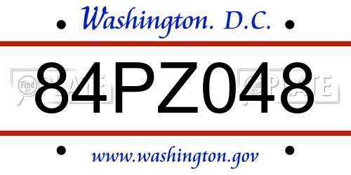 84PZ048 District Of Columbia License Plate