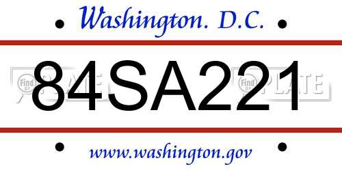 84SA221 District Of Columbia License Plate