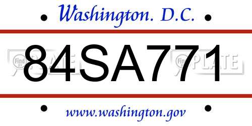 84SA771 District Of Columbia License Plate